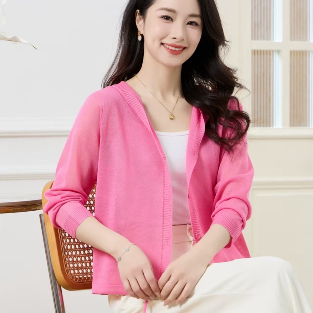 Pink Button-Up Cardigan - Picture 3 of 8